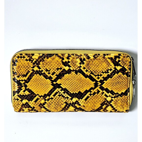 Wristlet Wallet Faux Snake Skin Card Slots Metal Double Zipper 8"x4"x2 "NWOT! - Picture 4 of 14